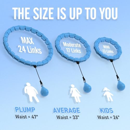 JKSHMYT Weighted Hula Circle Hoops for Adults Weight Loss, Infinity Fitness Hoop Plus Size 47 Inch, 24 Detachable Links, Exercise Hoop Suitable for Women and Beginners