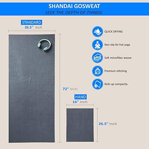 Shandali GoSweat Non-Slip Hot Yoga Towel with Super-Absorbent Soft Suede Microfiber in Many Colors, for Bikram Pilates and Yoga Mats.