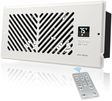 AirBlaze Z4, Quiet Register Booster Fan Fits 4”x10” Register Holes, Smart Vent Booster Fan With Thermostat & Remote Control, 10-Speed Control Heating Cooling AC Vent (White)