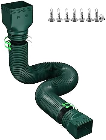 Rain Gutter Downspout Extensions, Downspout Extender for Rainwater Drainage Flexible, Down Spout Drain Extension Pipe and Extendable from 21 to 66 Inches (Green)