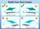 Beach Tent, Camping Sun Shelter 10 x 10ft, with 4 Sandbags, UPF50+, Includes Sand Shovel, Ground Pegs & Stability Poles, Pop Up Beach Canopy Sunshade for Fishing, Backyard Fun or Picnics (Cyan)