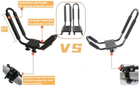 A01 Kayak Roof Rack for SUV Car Top Roof Mount Carrier J Cross Bar Canoe Boat (1 Pairs)