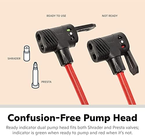 Schwinn Basic and Air Center Floor Bike Pump, Up to 120 Max PSI, Dual Head Fits Schrader and Presta Valve Types, Easy-to-Carry Portable and Convenient Design, Bicycle Essentials for Easy Road Riding