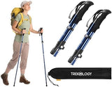 TREKOLOGY TREKZ SE 2pc Collapsible Hiking Stick - Lightweight, Foldable Retractable Trekking Poles for Men, Women & Seniors with Adjustable Heights - Nordic Walking Stick for Backpacking, Camping