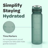 Hydracy Water Bottle with Time Marker -Large BPA Free Water Bottle & No Sweat Sleeve -Leak Proof Gym Bottle with Fruit Infuser Strainer & Times to Drink -Ideal for Fitness Sports & Outdoors