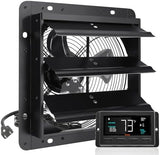 VEVOR Shutter Exhaust Fan, 10'' Wall Mount Attic Fan with Temperature Humidity Controller, 820 CFM, 10-Speed Adjustable, Ventilation and Cooling for Greenhouses, Garages, Chicken Coops, ETL Listed
