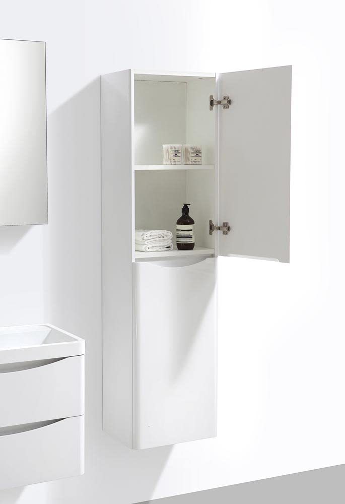 Eaton White Tall Storage Cabinet Storage Unit Wall Mounted Bathroom Cupboard Right Hand