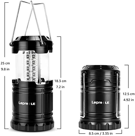 Lepro LED Camping Lanterns Battery Powered, Collapsible, IPX4 Water Resistant, Outdoor Portable Lights for Emergency, Hurricane, Storms and Outages
