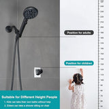 Handheld Shower Head with On Off Switch,8-mode High Pressure Shower Wand with Long Hose and Bracket Extra Adhesive Holder for Lower Mount,Built-in Power Wash to Clean Tub,Tile & Pets,Black…