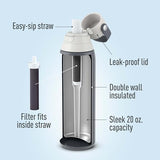 Brita Stainless Steel Premium Filtering Water Bottle, BPA-Free, Reusable, Insulated, Replaces 300 Plastic Water Bottles, Filter Lasts 2 Months or 40 Gallons, Includes 1 Filter, Carbon - 20 oz.