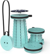 ALEVMOOM Upgraded Collapsible Stool with Cushion,440LBS Max Weight,17.7" Height Adjustable,Sturdy Portable Telescoping Stool,Folding Camping Stool for Outdoor Hiking Travel