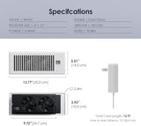 Quiet Register Booster Fan Fits 4" x 12" Register Holes, 10-Speed Smart Heating Cooling AC Vent Fan with Remote Control and Thermostat Control - White