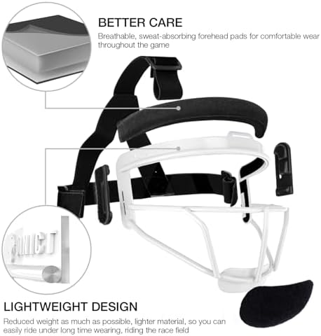 Dinictis Softball Face Mask, Lightweight, Comfortable, with Wide Field Vision, Durable and Safe Face Guards, Premium Protective Softball Fielder's Mask