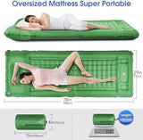Camping Sleeping Pads，Extra Thick 5 Inch Inflatable Sleeping Mat with Pillow Built-in Pump，Oversized Mattress Super Portable Backpacking Sleeping Pad (Green, Single)