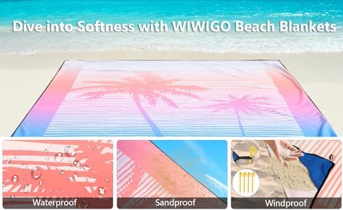 Beach Blanket Waterproof Sandproof Extra Large Beach Mat 79" X 83"/120"x108"for 1-8 Adults Quick Drying Durable Outdoor Picnic Mat for Beach Travel Camping Hiking