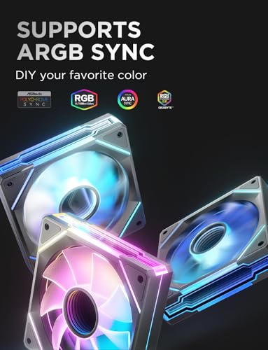 AsiaHorse AMICI-5GT RGB PC Fans, Infinity Mirror ARGB Fans HDB Bearing Fan Speeds Up to 1800 RPM with 24 LED Lights, Reverse Blade Fan Compatible Motherboard Aura SYNC (Not Wireless Connection)