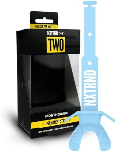Nxtrnd Two Football Mouth Guard, Football Mouthpiece with Strap, Fits Adult & Youth (Columbia Blue)