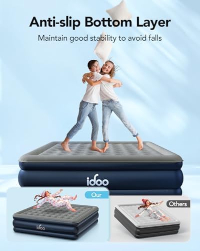 iDOO King Air Mattress with Built in Pump, 18" Raised Comfort Blow up Mattress, Upgraded Four Chamber Air Bed, Inflatable Mattress for Guests & Home, colchones inflables, AirBed, 750lbs Max