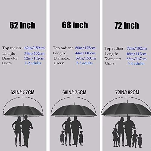 MRTLLOA 54/62/68/72 Inch Automatic Open Golf Umbrella, Extra Large Oversize Double Canopy Vented Windproof Waterproof Stick Umbrellas for Rain
