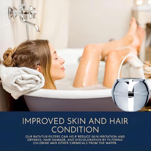 Bath Filter for Tub - Kinder Water Filter for Bathtub, Hard Water Softener to Remove Lead,Chlorine and Fluoride, Improve Skin, Hair and Nails Condition,Chrome