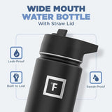 IRON °FLASK Camping & Hiking Hydration Flask with 3 Lids - Stainless Steel, Double Walled & Vacuum Insulated Water Bottle - Leak Proof & BPA Free (Fire Red, Straw - 18 oz)