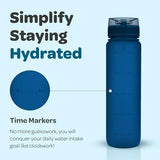 Hydracy Water Bottle with Time Marker -Large BPA Free Water Bottle & No Sweat Sleeve -Leak Proof Gym Bottle with Fruit Infuser Strainer & Times to Drink -Ideal for Fitness Sports & Outdoors