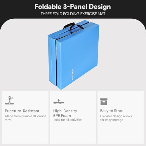 BalanceFrom Folding Gymnastics Mat Home Gym Floor Tumbling Equipment, Multicolor