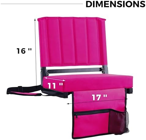 SPORT BEATS Stadium Seats with Back Support Bleacher Chairs with Back and Cushion Thick Padded Bleacher Seats Includes Shoulder Strap