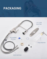 APPASO Kitchen Faucet with Soap Dispenser Brushed Nickel, Pull Down Commercial Single Handle High Arc Faucet for Sink, Stainless Steel Kitchen Faucet for Sink 2 or 4 Hole