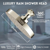 GURIN Shower Head High Pressure Rain, Luxury Bathroom Showerhead with Brushed Nickel Plated Finish, Adjustable Angles, Anti-Clogging Silicone Nozzles