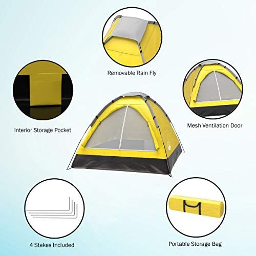 2 Person Camping Tent with Rain Fly and Carrying Bag - Lightweight Outdoor Tent for Backpacking, Hiking, or Beach Use by Wakeman Outdoors