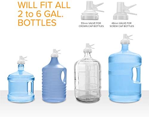 Brio Stainless Steel 3-5 Gallon Water Jug Stand and 2 Dispenser Valves, Non Slip Stand with BPA Free Fast Flow Water Spout Fits Both 48mm and 55mm Bottles 2 CAPS Included (White), 12 inches