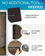 FLUX Magnetic Screen Door - Self-Closing, Pet-Friendly, Durable Polyester Mesh Screen Door with Powerful Magnetic Attachments, Keeps Bugs Out, Fits Sliding Doors and Standard Doors up to 36" x 78"