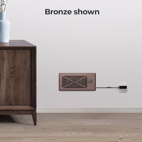 Quiet Register Booster Fan Fits 4" x 10" Register Holes, 10-Speed Smart Heating Cooling AC Vent Fan with Remote Control and Thermostat Control - Bronze