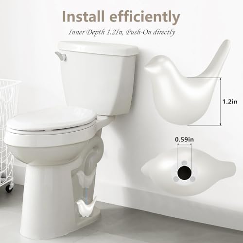 2Packs Ceramic White Birds Toilet Bolt Covers & 4Packs Universal Toilet Bolt Caps, Cute Bathroom Decorative Toilet Floor Screw Cover Caps Easy Installation