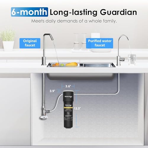 Waterdrop 10UB-CM 6 Months Under Sink Water Filter for 99% Chloramine Reduce- Ideal for California, Florida and Washington- NSF/ANSI 42 Certified- with Brushed Nickel Faucet(Include: System+ Faucet)