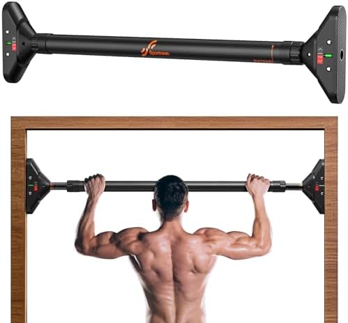 Sportneer Pull Up Bar: Strength Training Chin up Bar without Screws - Adjustable 29.5''-37'' Width Locking Mechanism Pull-up Bar for Doorway - Max Load 440lbs for Home Gym Upper Body Workout, Non-slip