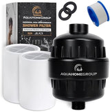 AquaHomeGroup 20 Stage Shower Head Filter with Vitamin C E A for Hard Water - High Output Filter to Remove Chlorine and Fluoride - 2 Replacement Cartridges - Consistent Flow Showerhead Filters
