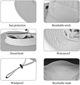 3 Pack Mens Outdoor Wide Brim Fishing Hat,UPF 50+ Sun Protection Cap with Face Neck Flap for Hiking & Garden