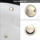 All Metal Tip-Toe Bathtub Drain Kit with Two-Hole Overflow Faceplate and Universal Fine/Coarse Thread Assembly, Bath Tub Drain Kit fits All Bathtub -Brushed Nickel