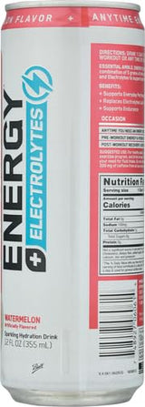 Optimum Nutrition Amino Energy Sparkling Hydration Drink, Electrolytes, Caffeine, Amino Acids, BCAAs, Sugar Free, Watermelon, 12 Fl Oz, (Packaging May Vary),12 Count (Pack of 2)