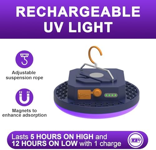 96 LED 395nm UV / 6500K Flashlight Camping Blacklight , 10000mAh Rechargeable, 3000 Lumens, Glow Lights for Party , Bedroom, Stage Lighting, Fluorescent Poster , Dog/Cat Urine , Bed Bug