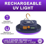 96 LED 395nm UV / 6500K Flashlight Camping Blacklight , 10000mAh Rechargeable, 3000 Lumens, Glow Lights for Party , Bedroom, Stage Lighting, Fluorescent Poster , Dog/Cat Urine , Bed Bug