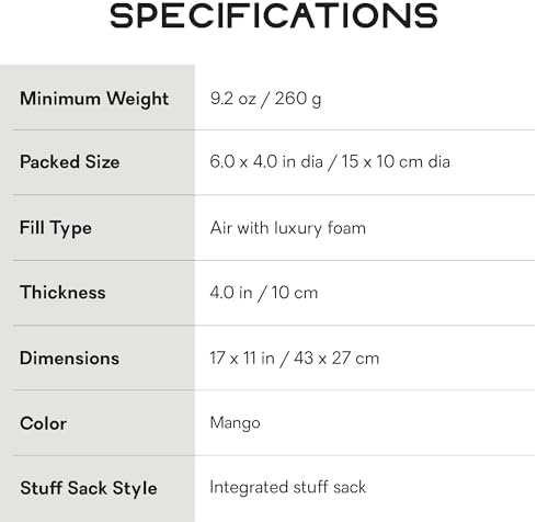 NEMO Equipment Fillo Backpacking & Camping Pillow - Mango/Golden Oak - One Size