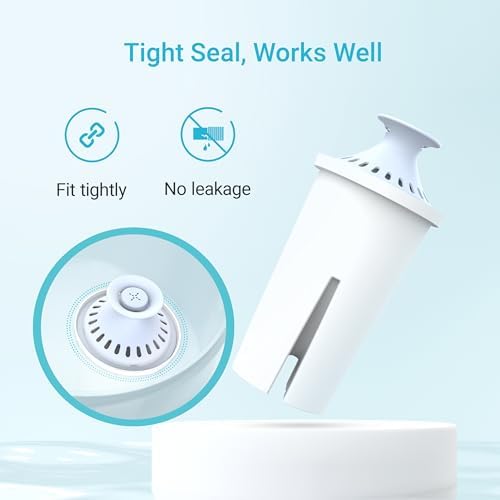 AQUA CREST Alkaline Water Filter, Intended for Brita® Pitchers and Dispensers, Everyday, UltraMax, Metro+, XL and More, NSF Certified, 2 Months, 6 Count, Mineralized Alkaline Water, Increases Water PH