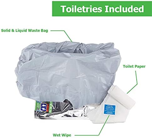 2 Wilderness Kit - 5 Quantity Individually Packaged Portable Toilet Leak Proof Waste Bags Inside of 1 Mesh Tote - Waste Bags Are For Solid (Poop) and Liquid (Pee)