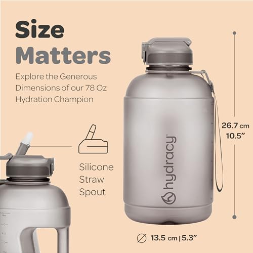 Hydracy Water Bottle with Time Marker -Large BPA Free Water Bottle & No Sweat Sleeve -Leak Proof Gym Bottle with Fruit Infuser Strainer & Times to Drink -Ideal for Fitness Sports & Outdoors