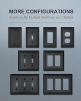 4-Pack Black Outlet Covers, Metal Duplex Wall Plates for Receptacles, Light Switch, Durable Electrical Outlet Cover Plates, 3.15''*4.88'', Midsize