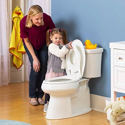 Little2Big Toilet Seat with Built-In Potty Training Seat, Slow Close, Durable Plastic, Made in USA, ELONGATED, White