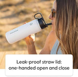 ThermoFlask 24 oz Double Wall Vacuum Insulated Stainless Steel 2-Pack of Water Bottles, White / Coral